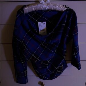 Zara Navy and Red Checkered Shirt